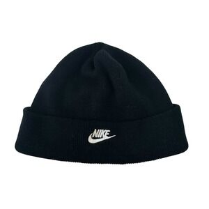 Nike Youth Black Beanie‎ Hat Embroidered Logo Warm Winter Cap OS